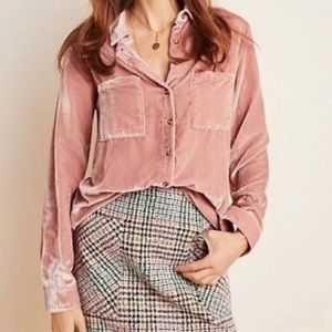 Maeve Velvet Pink Button Up size 8 Pink Blush